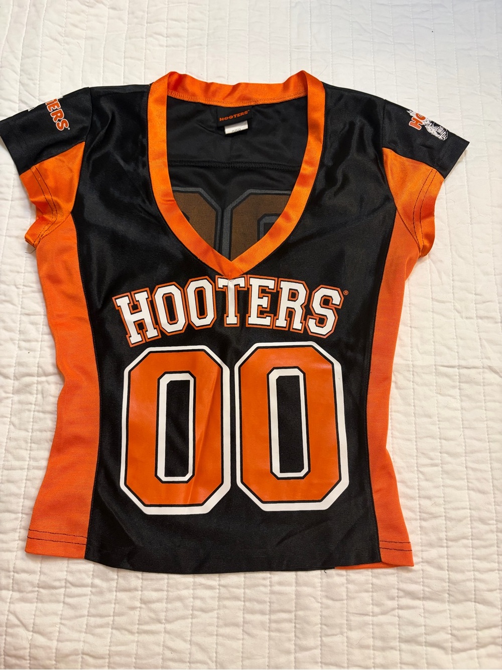 Vintage Hooters Girl Uniform Football Jersey Crop Top Women's XXS Black "00"